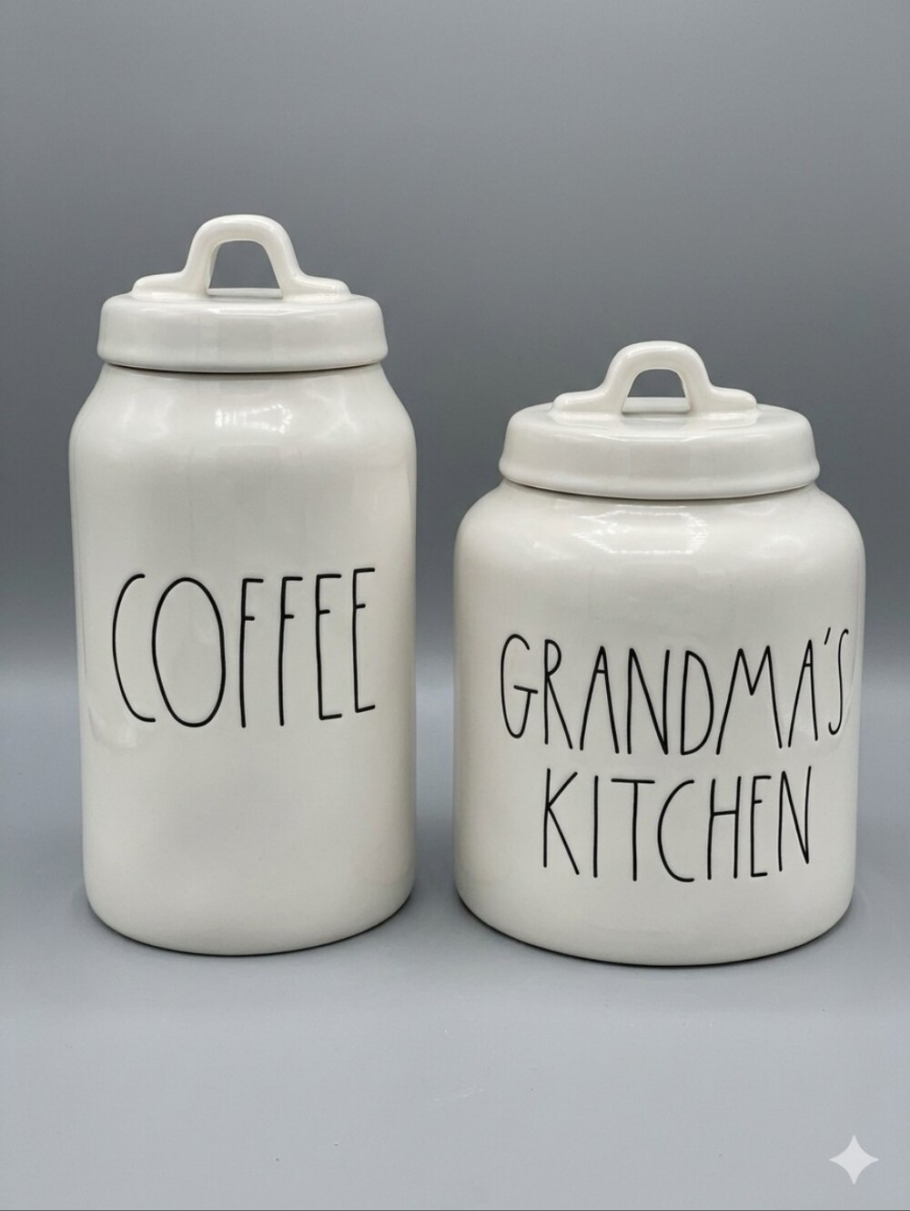 Rae Dunn Bundle 2 White Pieces Pottery Canisters Grandmas Kitchen Coffee Bundle
